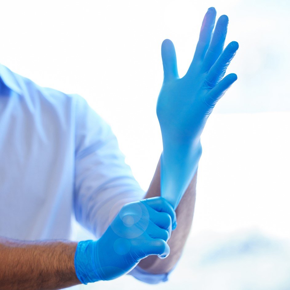 Sensator Blue Vinyl Powder-Free Disposable Gloves - Image 3