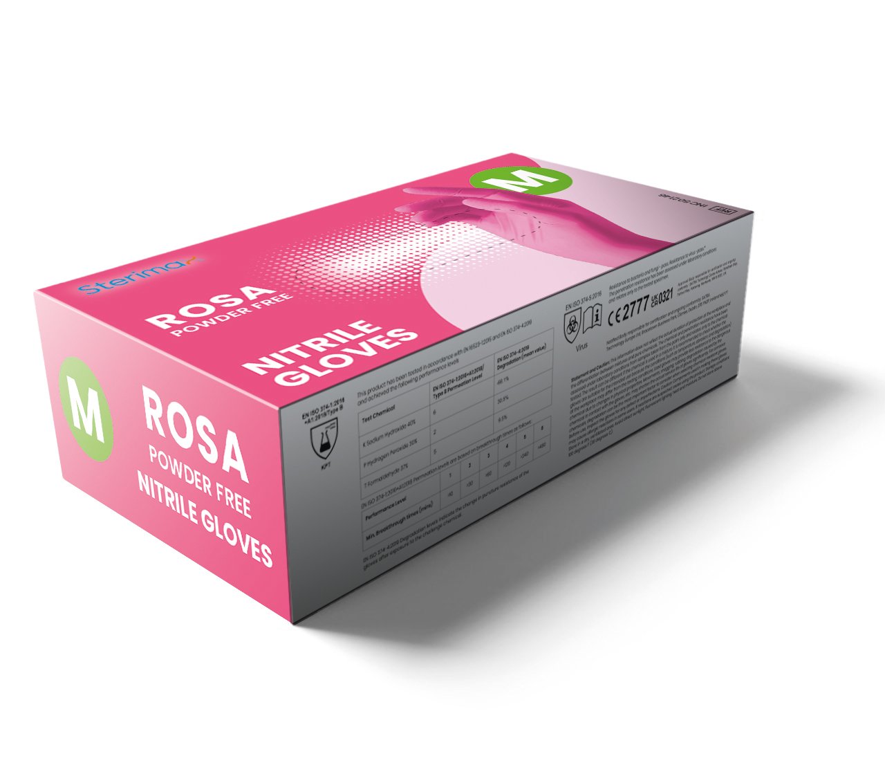Rosa Pink Nitrile Gloves Powder-Free