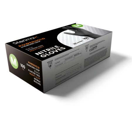 Powerhold Diamond Grip Nitrile Powder-Free Gloves Black